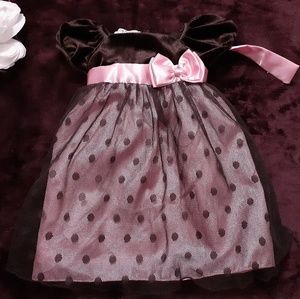 Stunning Brown & Pink Polka Dot Dress!